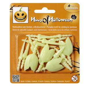K�rbis-Zahne zum Stecken, selbstleuchtend