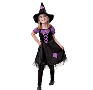 Kinder-Hexenkost�m mit Hut, Gr. M