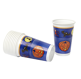 Halloween Kunststoff-Partybecher in blau/orange